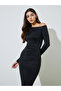 Black Solid One Shoulder Neck Bodycon Maxi Dress - 2