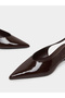 Brown Patent Slingback Mid-Heel Slingback Pumps - 3