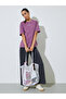 Purple Slogan Print Acid Wash Contrast Stitch T-Shirt - 2