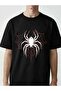 Men's Pattern Printed Short Sleeve T-Shirt For Summer, Red And Black Men, Spider Graphic Tee