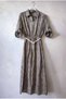 Italian Mink Shirt Collar 3/4 Sleeve Lined Belted Casual Scalloped Long Woven Dress 130 58 - 2
