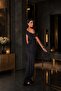 Black One-Shoulder Buckle Detail Long Sandy Fabric Dress - 4