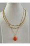 Steel triple necklace (doric necklace, straw necklace, jeweler necklace, agate stone necklace) - 3