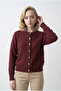 Crew Neck Gold Button Detailed Basic Women's Knitwear Cardigan