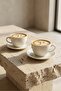 Latte Art Cream Porcelain 4 Piece Large Size Latte Coffee Cup Set for 2 People - 300 ml Luna 3