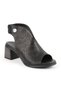 Women's Sandals Evening Dress Genuine Leather Laser Cut Thick Heeled Elastic 26Y-5145