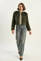 Women's Faux Fur Lined Emerald Green Coat - 3