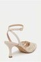 Women's Lace Detailed Pointed Toe Thin Heeled Shoes Beige - 4