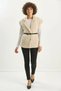 Women's Faux Fur Textured Belted Pocket Detailed Lined Beige Vest - 7