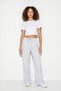 Women's Ice White Trousers with Pocket Detail and Elastic Waist Tie