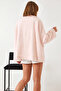 Women's Double Pocket Oversize Plush Pink Coat - 6