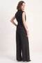 Women's Double Breasted Collar Belted High Waist Palazzo Black Trouser Suit - 8