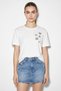 Women's Cotton Handcrafted Floral Embroidery Detailed Premium Design T-Shirt White