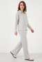 Women's Polo Neck Knitwear Gray Top and Bottom Set - 6