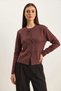 Women's Pearl Bow Accessory Knitwear Plum Cardigan - 2