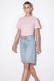 Women's Crew Neck Crop Blouse with Corsage Stitching Detail in Candy Pink - 3