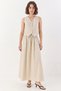 Women's Beige Suit with Vest and Pocket Detail, Flared Skirt - 7