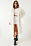 Women's Long Fur-Lined Ecru Coat - 5