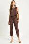 Women's Thick Strap Blouse with Elastic Waist Modal Cappuccino Set
