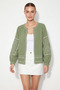 Women's Embroidery Detailed Summer Muslin Green and White Jacket - 3