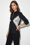 Women's Black Shirt with Lace Detail at the Waist and Tie at the Back - 2