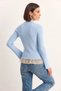 Women's Lace Detailed Half Turtleneck Buttoned Ribbed Knitwear Baby Blue Cardigan - 6