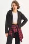 Women's Hooded Zippered Pocket Detailed Lined Suede Black Jacket - 2