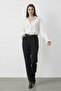 Women's Oversized White Shirt with Ruffle Cuff Detail - 4