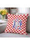 Red Checkerboard Fish Pattern Decorative Throw Pillow Cover Marine Retro Decor 43X43 cm - 3