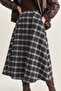 Women's Plaid Patterned Pocket Detailed A-Line Long Navy Blue and White Skirt - 6