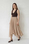 Women's Elastic Waist Crush Effect Lined Flounce Long Mink Skirt - 3