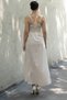 Women's Summer Cream Color Gathered Bust Front Slit Strappy Long Dress 50322 - 6