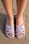Women's Lilac Knitted Textured Bow and Charm Summer Beach Slippers - 2