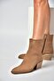 Z654037561 Mink Genuine Leather Suede Low Heeled Western Women's Boots - 6