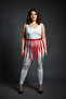 Red Ring Detailed Faux Leather Skirt with Strap Belt - 4