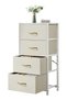 4-Drawer Dresser Vertical Storage Tower Fabric Dresser for Bedroom, Hallway, Entryway, Closet Organizer, Nightstand Bedside Table Furniture,Wooden Top,White - 3
