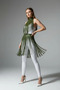 Khaki Tasseled Faux Leather Size Accessory Skirt and Collar Set
