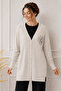 Collar Detailed Mercerized Cardigan N3362 Stone Color - 3