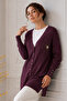 Collar Detailed Mercerized Cardigan N3362 Plum - 3