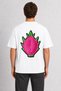 Unisex Brave Dragon Fruit Back Print T-Shirt - White - 3
