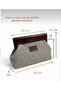 Wooden Clutch/Portfolio (Hand/Shoulder Bag) Chestnut/Grey Straw-Like Fabric - 2