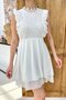 White Floral Patterned Lined Dress - 2