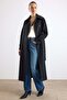 Removable Scarf Water-Repellent Trench Coat Black 6887 - 5