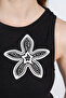 Women's Black Floral Patterned Detailed Blouse Undershirt 8602 - 5