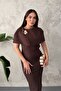 Coffee Cape Detailed Dress - 2
