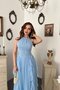 Baby Blue Halter Neck Lined Dress - 4