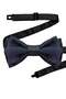 Navy Blue Jacquard Adjustable Satin Kids and Baby Bow Tie - 2