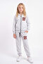 3-Piece Girls' Printed Zippered Hooded Double Pocket Tracksuit Set - 3