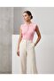 Women's Striped Polo Collar Buttoned Sleeveless Knitwear Blouse - 3