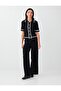 Black High Waist Zippered Cotton Woven Trousers